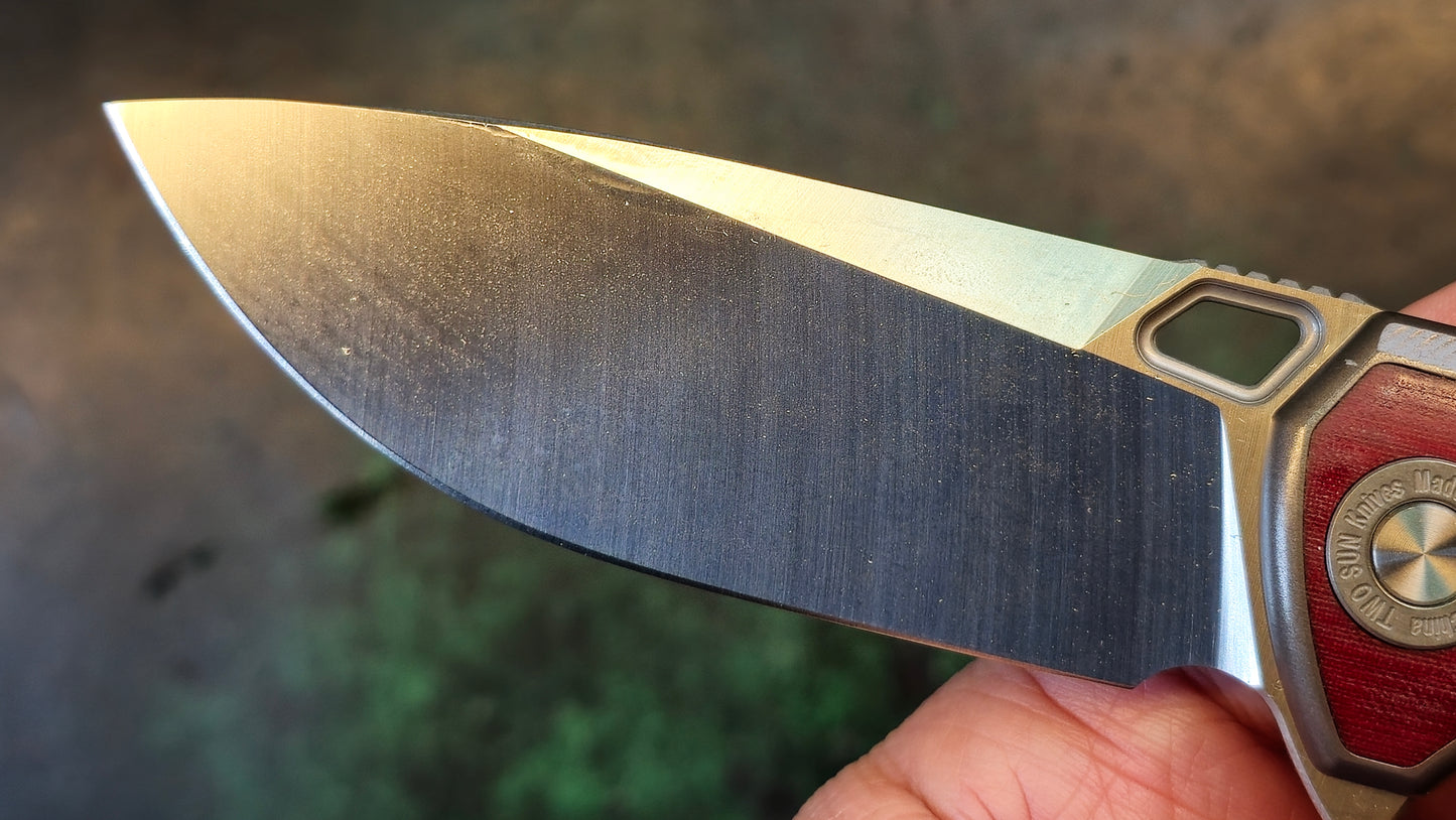TWOSUN TS419 Rihe Design Titanium/Red "LINEN" Micarta Handle D2 (NEW)