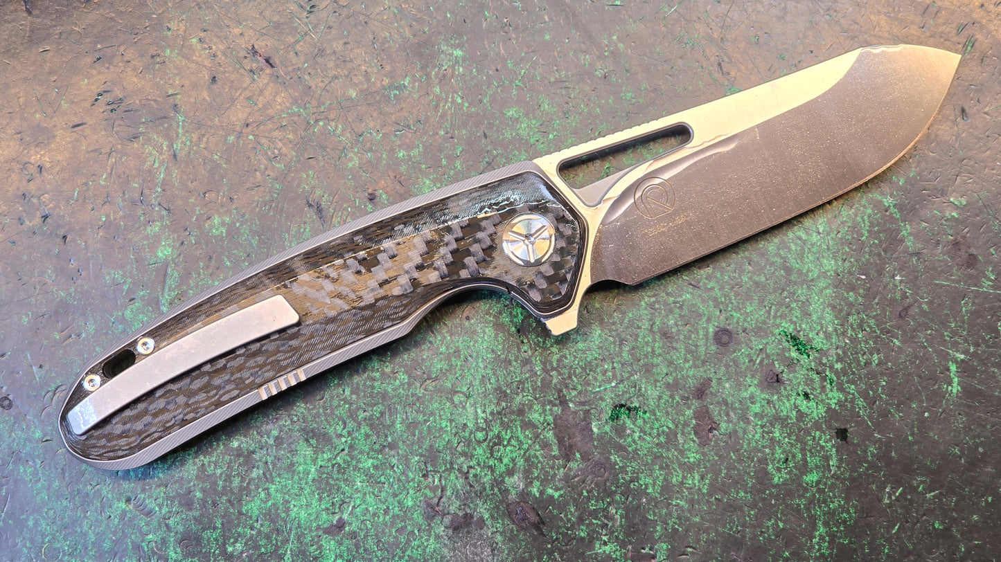 TwoSun TS380 Folding Knife Titanium/Carbon Fiber Handle M390 (NEW)