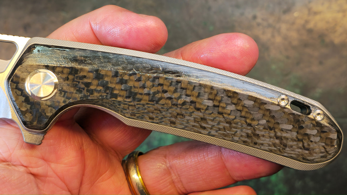 TwoSun TS380 Folding Knife Titanium/Carbon Fiber Handle M390 (NEW)