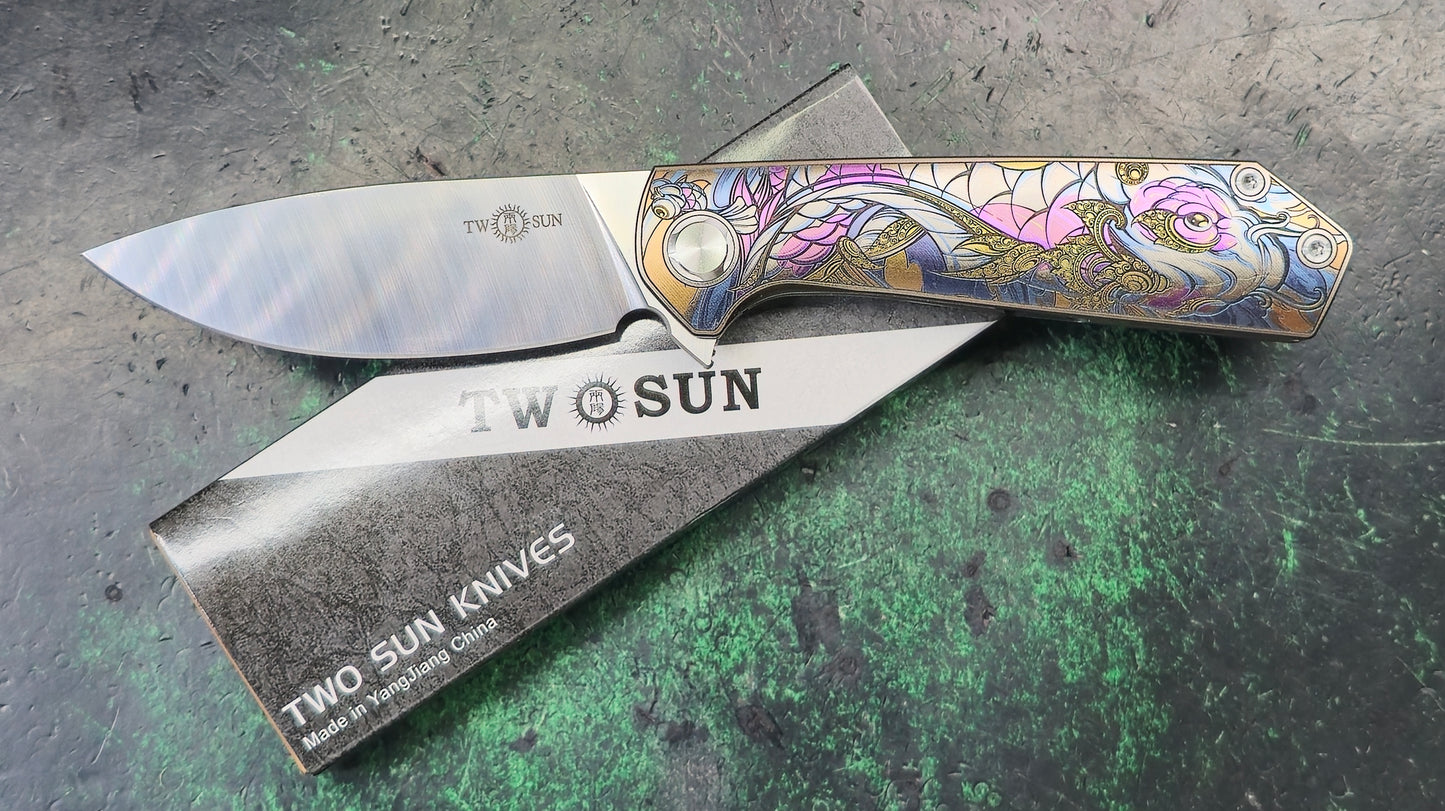 TWOSUN TS223 TITANIUM M390-Color Engraved (NEW - NOT RETURNABLE)