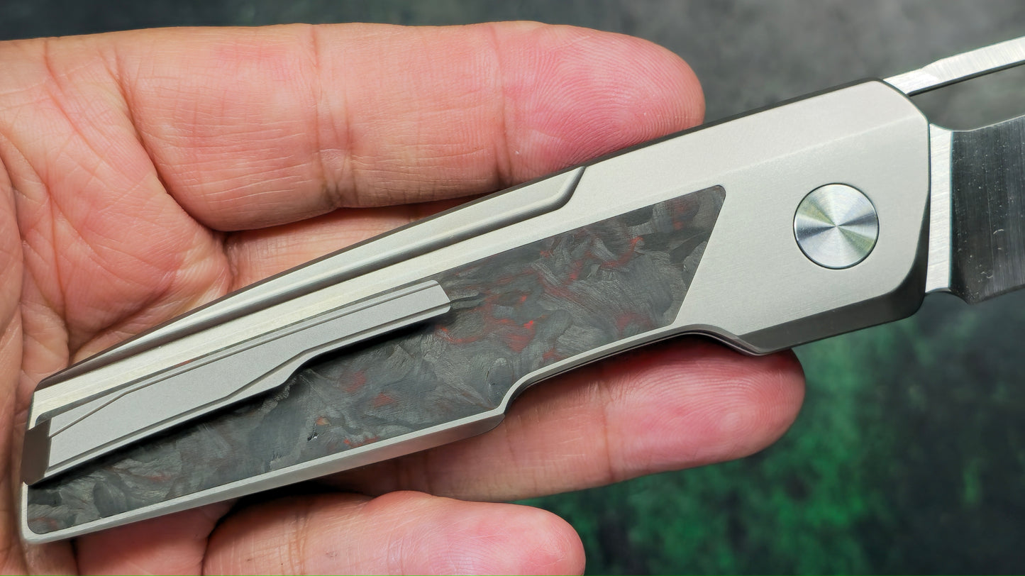Tuya Anzu Green/Black Marble Carbon Fiber Titanium Handle M390 (NEW)