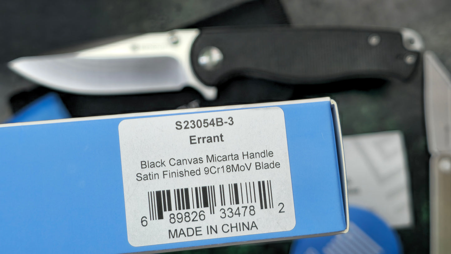 Sencut Errant Folding Knife Black Canvas Micarta Handle 9Cr18MoV (NEW)