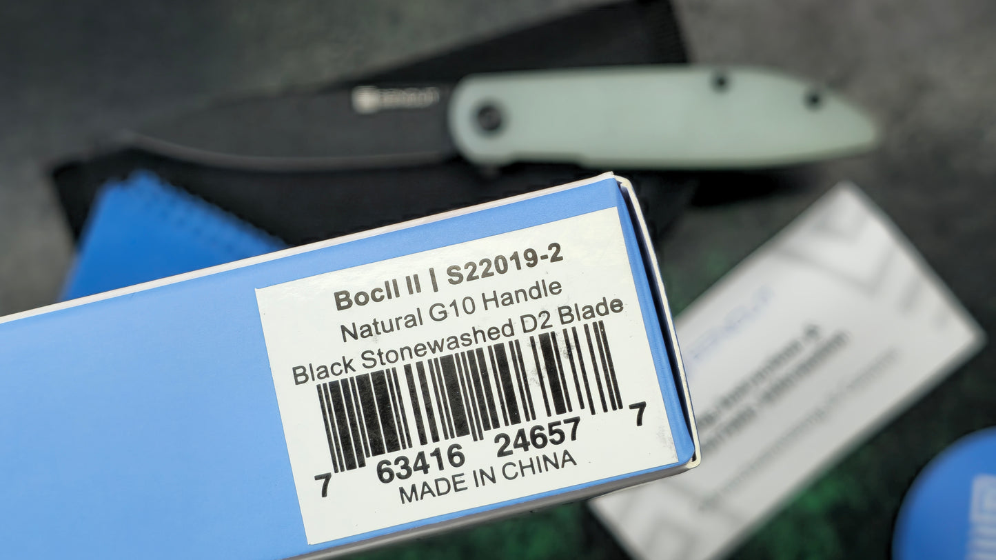 Sencut Bocll ll Folding Knife Jade G10 Handle Black stonewash D2 (NEW)