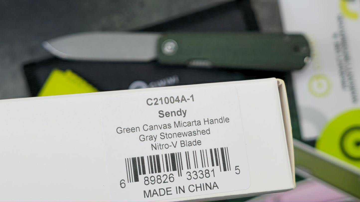 Civivi Sendy Folding Knife Green Canvas Micarta Handle Nitro-V Drop Point (NEW)