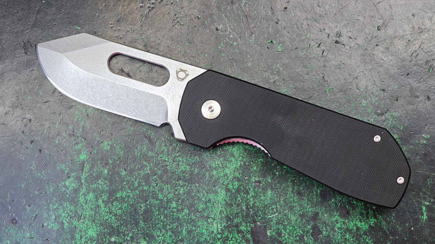SixLeaf SL-38 Black G10 Handle M390 Stonewash (NEW - OPEN BOX)