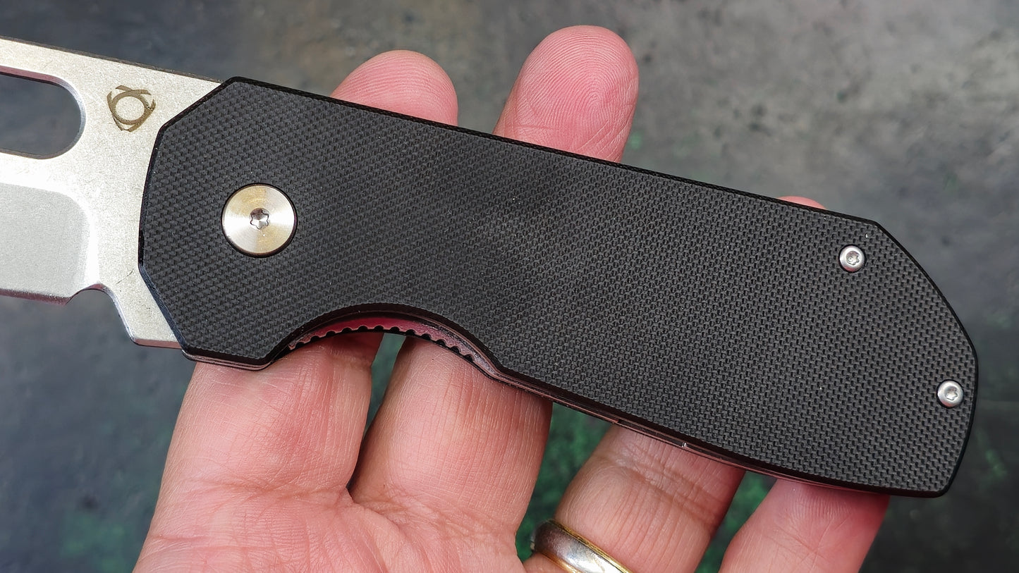 SixLeaf SL-38 Black G10 Handle M390 Stonewash (NEW - OPEN BOX)