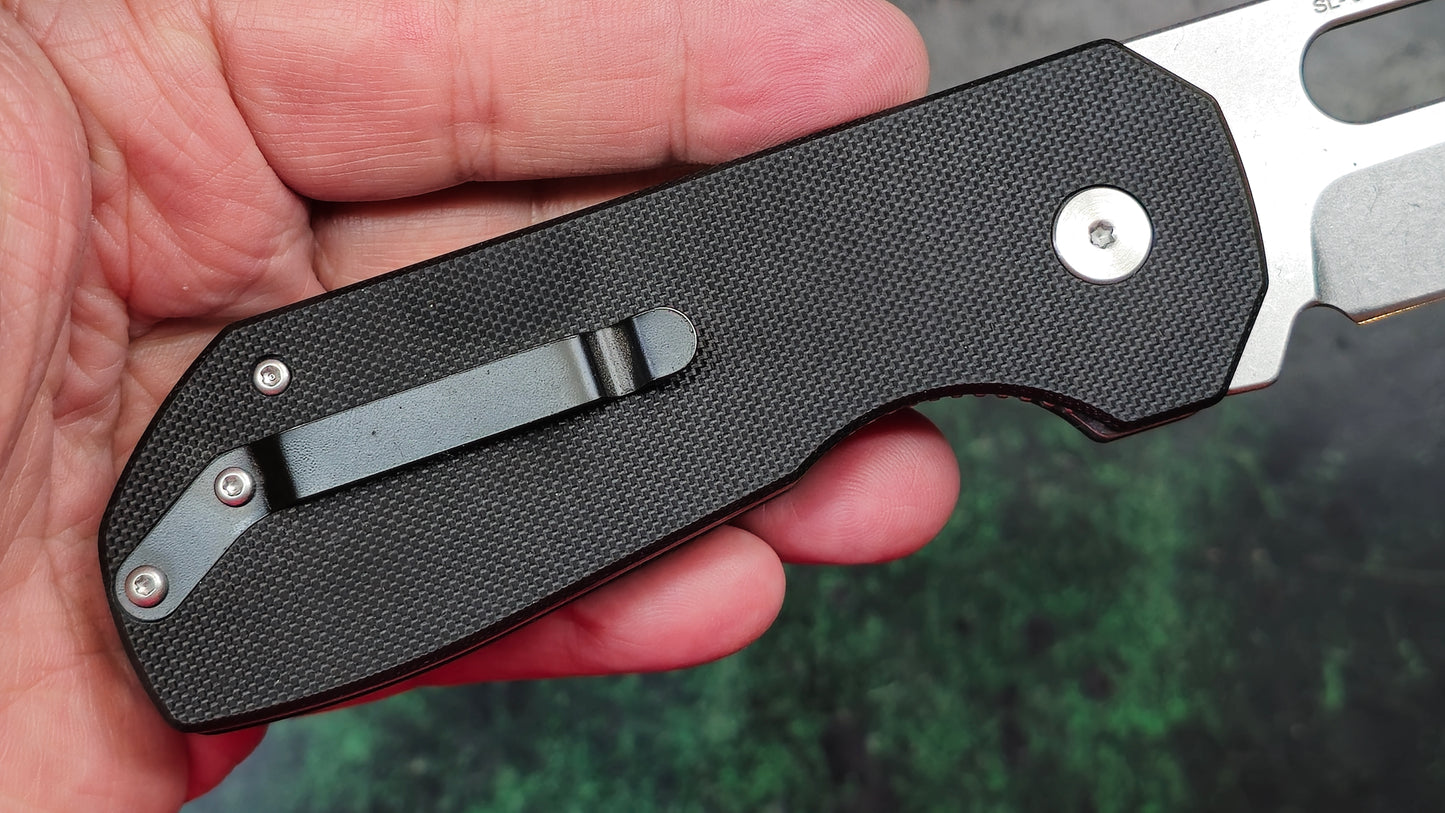 SixLeaf SL-38 Black G10 Handle M390 Stonewash (NEW - OPEN BOX)