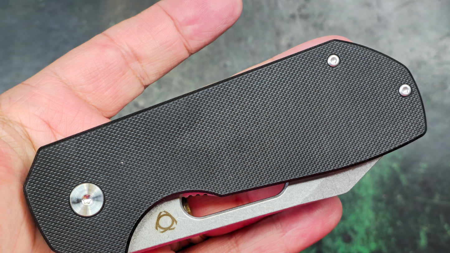 SixLeaf SL-38 Black G10 Handle M390 Stonewash (NEW - OPEN BOX)