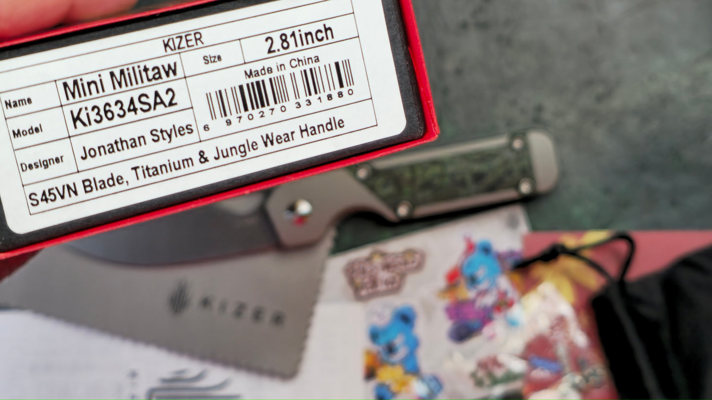 Kizer Mini Militaw S45VN Titanium + Jungle Wear CF (NEW-OPEN BOX)