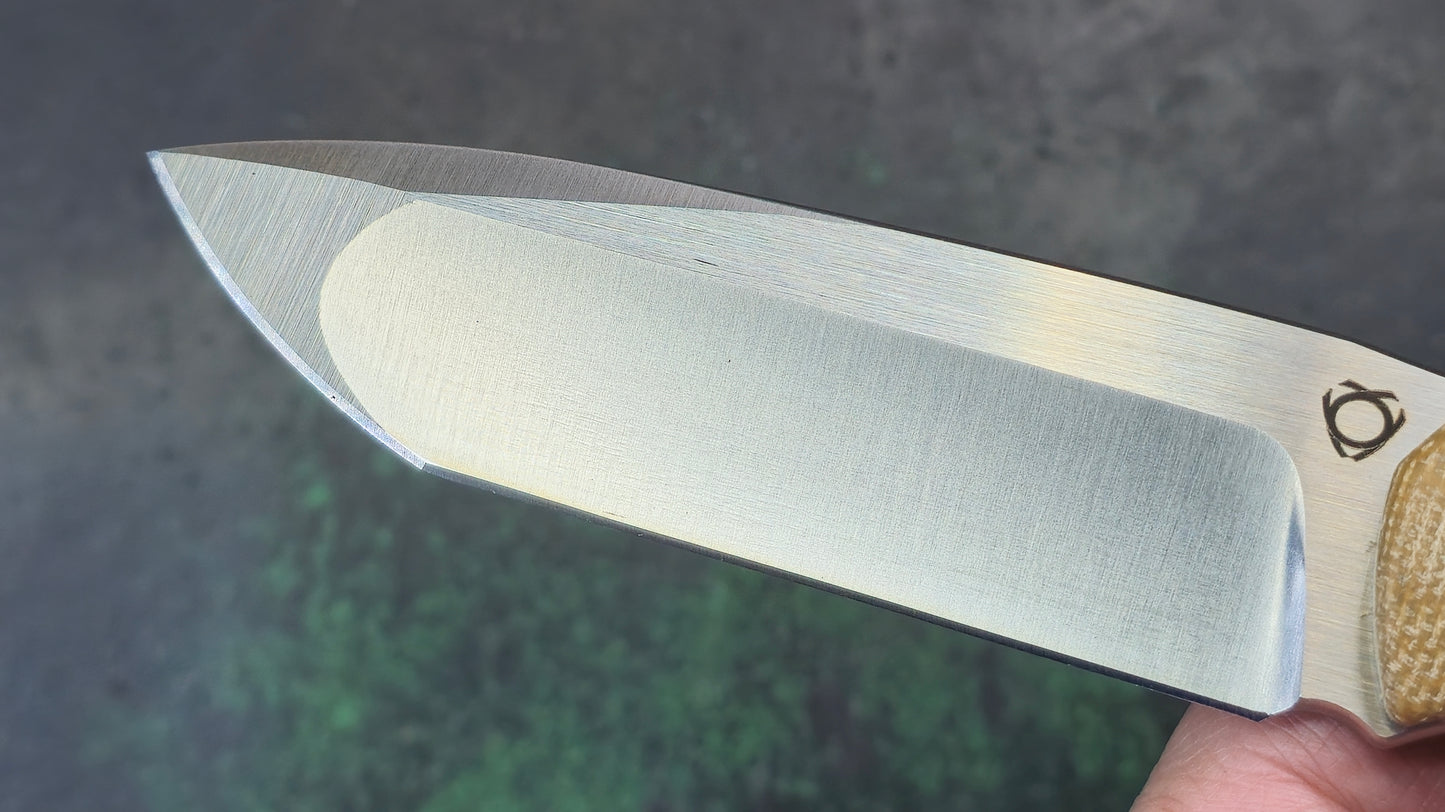 Sixleaf SL-63 Fixed Blade Brown Micarta Crowned 9Cr14MoV NEW - OPEN BOX)