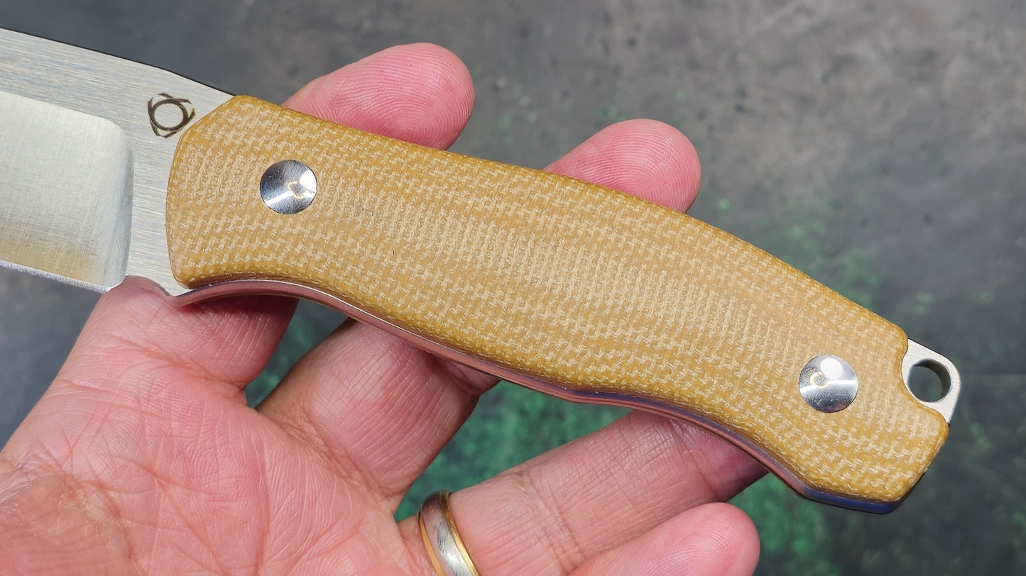 Sixleaf SL-63 Fixed Blade Brown Micarta Crowned 9Cr14MoV NEW - OPEN BOX)