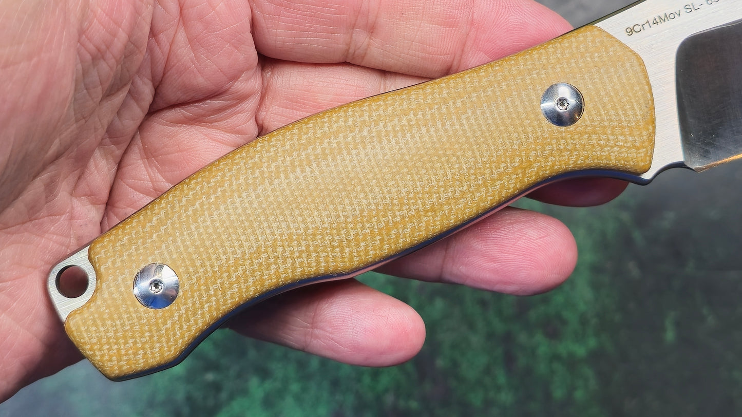 Sixleaf SL-63 Fixed Blade Brown Micarta Crowned 9Cr14MoV NEW - OPEN BOX)