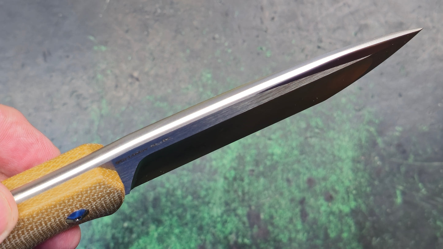 Sixleaf SL-63 Fixed Blade Brown Micarta Crowned 9Cr14MoV NEW - OPEN BOX)