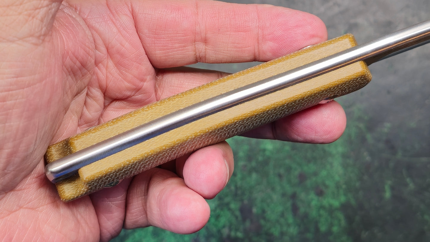 Sixleaf SL-63 Fixed Blade Brown Micarta Crowned 9Cr14MoV NEW - OPEN BOX)