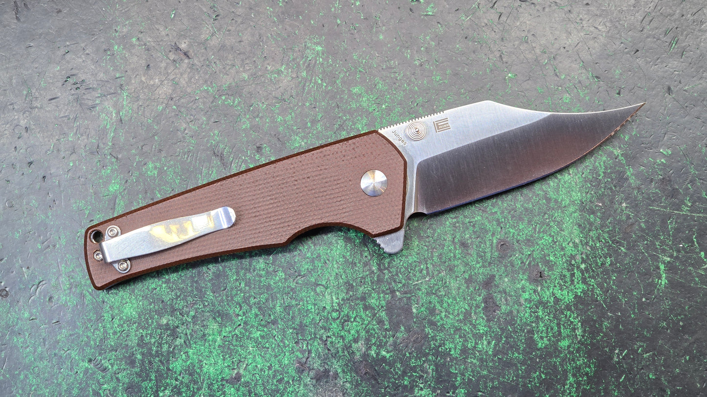 Kizer Junges Flipper 3.06" N690 Satin Bowie Brown Micarta (NEW - NO BOX)