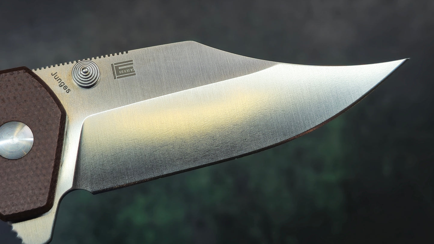 Kizer Junges Flipper 3.06" N690 Satin Bowie Brown Micarta (NEW - NO BOX)