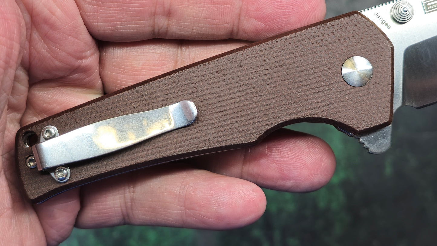 Kizer Junges Flipper 3.06" N690 Satin Bowie Brown Micarta (NEW - NO BOX)