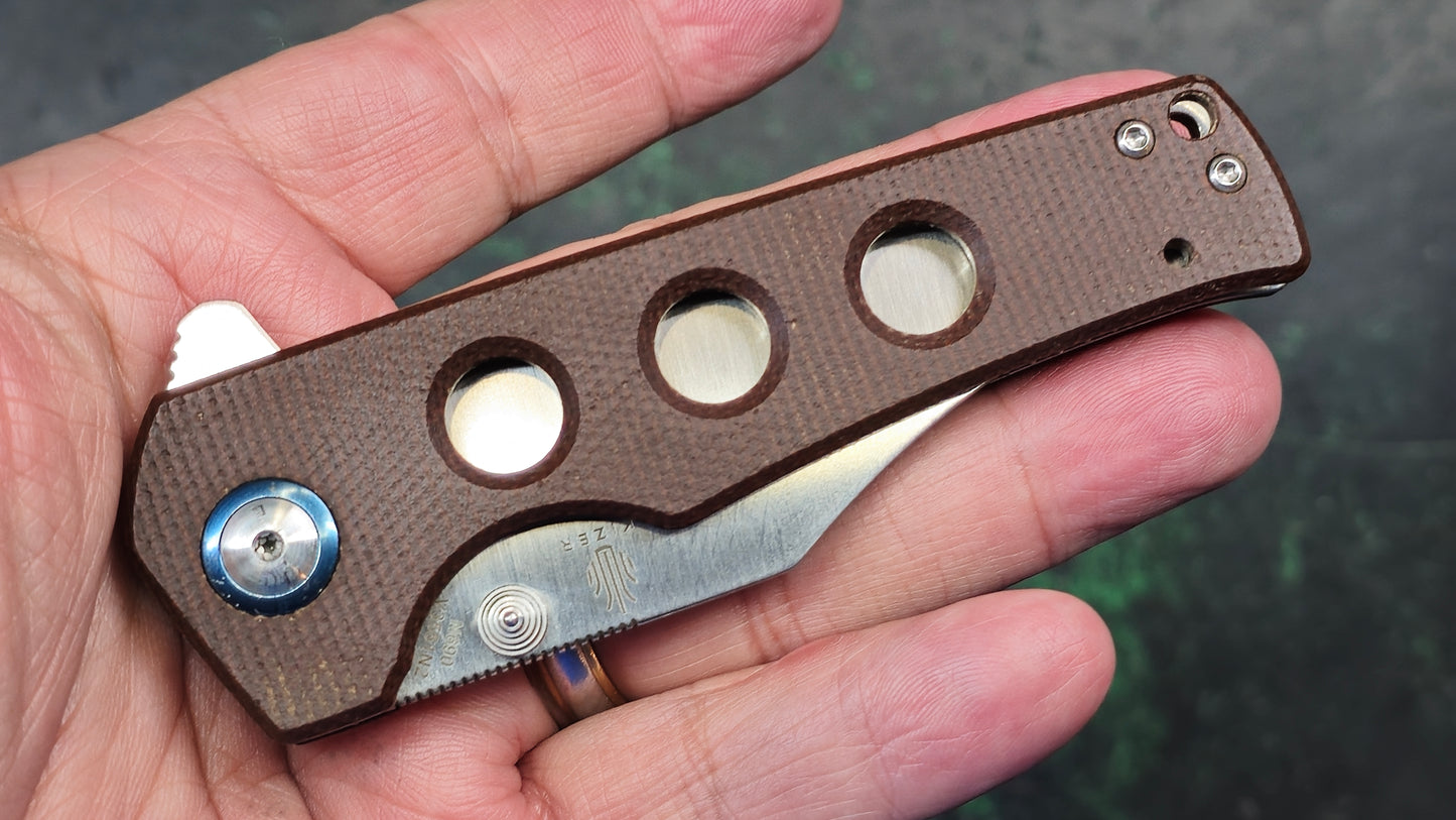 Kizer Junges Flipper 3.06" N690 Satin Bowie Brown Micarta (NEW - NO BOX)