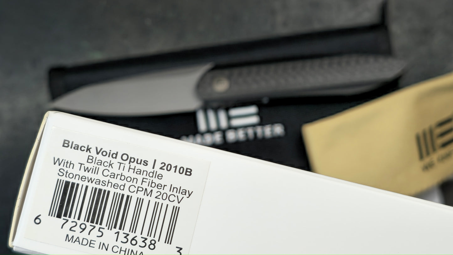 WEKNIFE Black Void Opus Front Flipper Titanium & Carbon Fiber CPM20CV (USED)