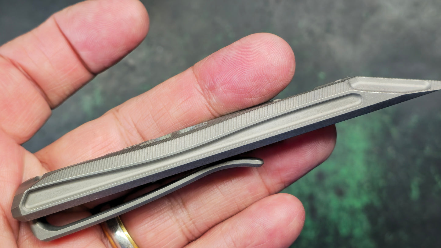 TwoSun EDC28 Stonewashed Titanium Pry Bar Bottle Opener w/Pocket Clip (NEW)