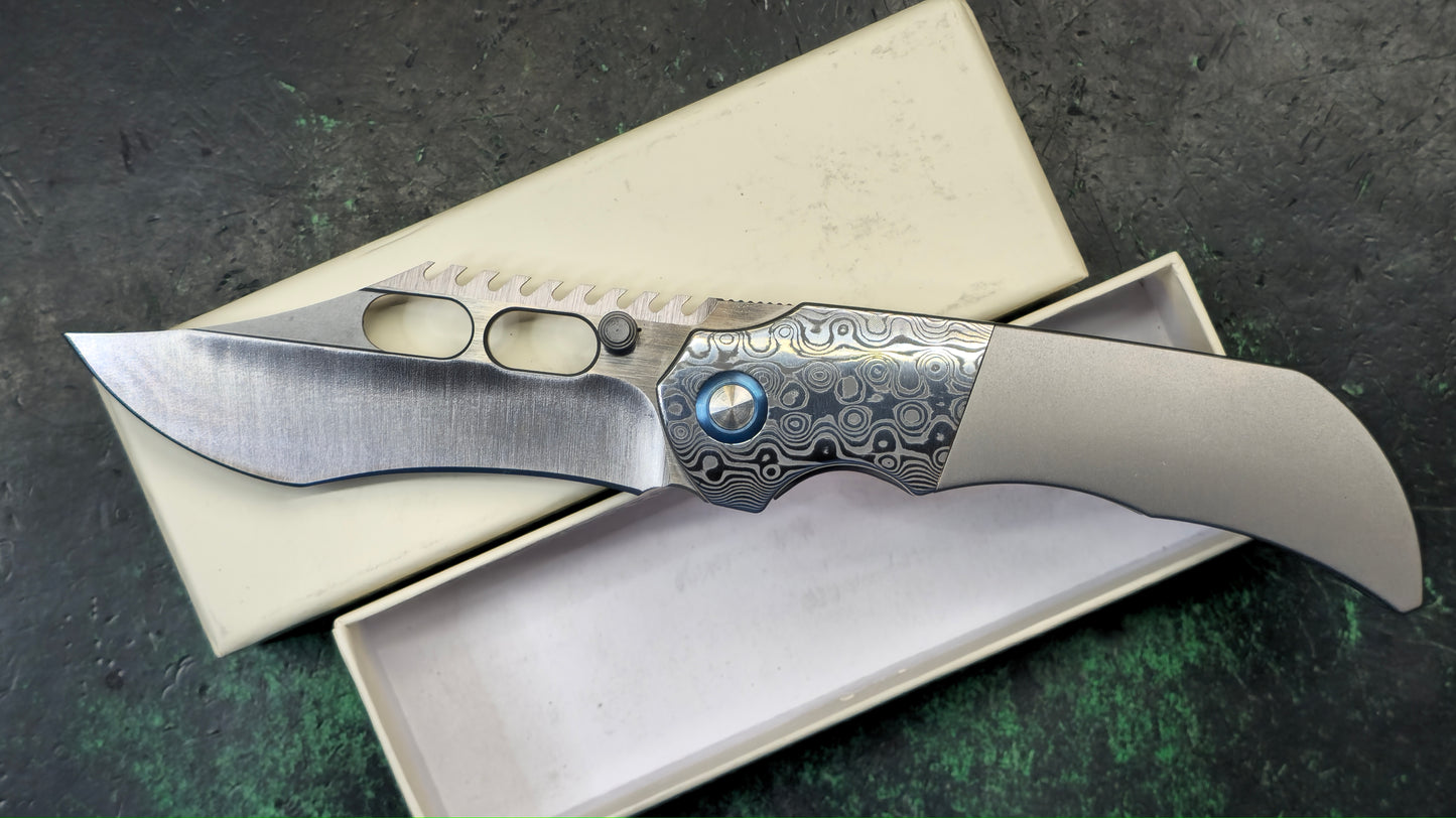 Folding Knife Sand-02 Titanium+RWL34+PMC27 Handle 10Cr15Mov Blade (NEW)