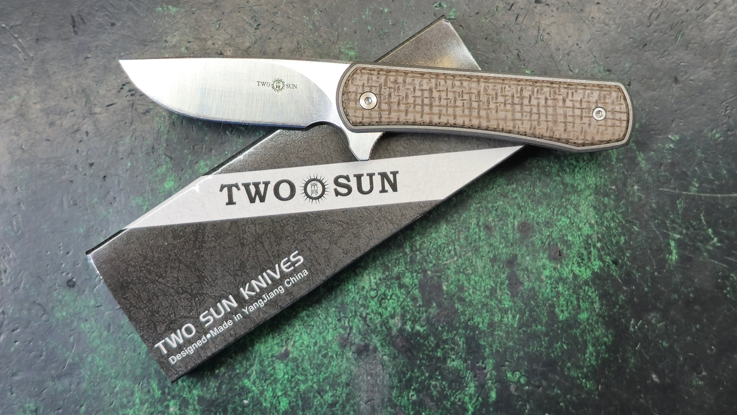 TwoSun TS335 Double Detent SLIP JOINT Brown Micarta 14C28N (NEW)