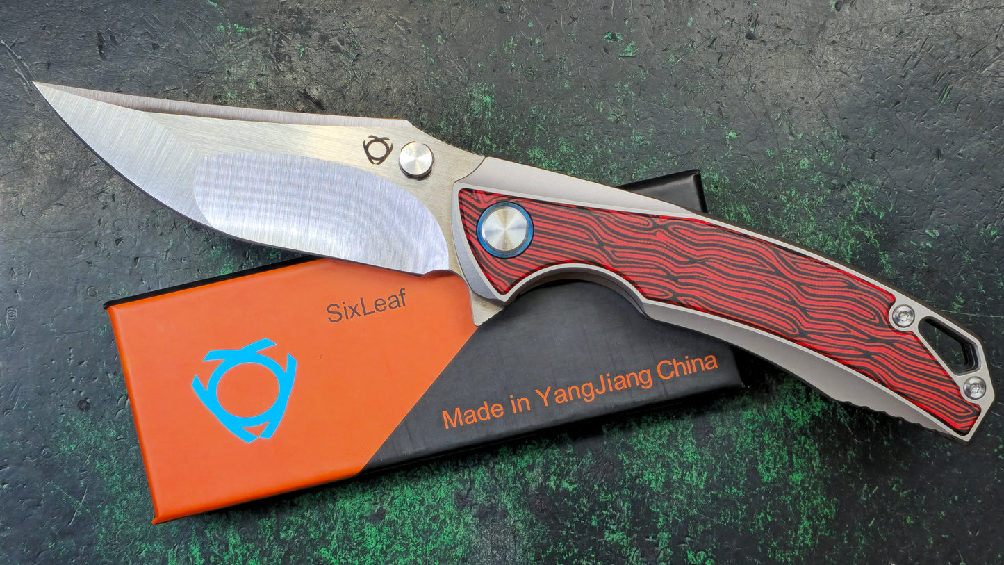 SIxLeaf SL-60 Titanium Red/Black G10 10CR15MOV (NEW)