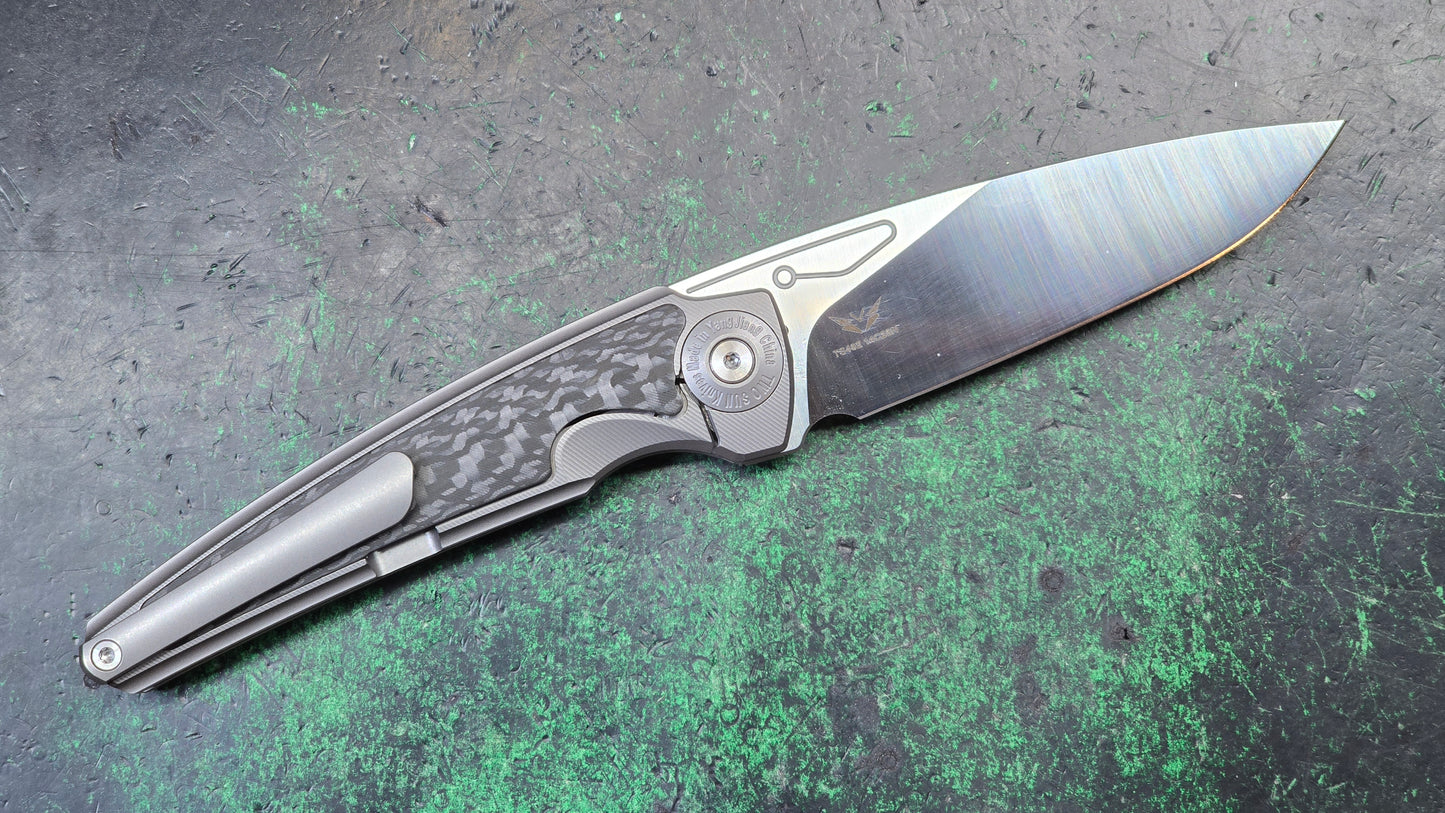 TwoSun TS482 Titanium/CF Handle 14C28N Blade (NEW)