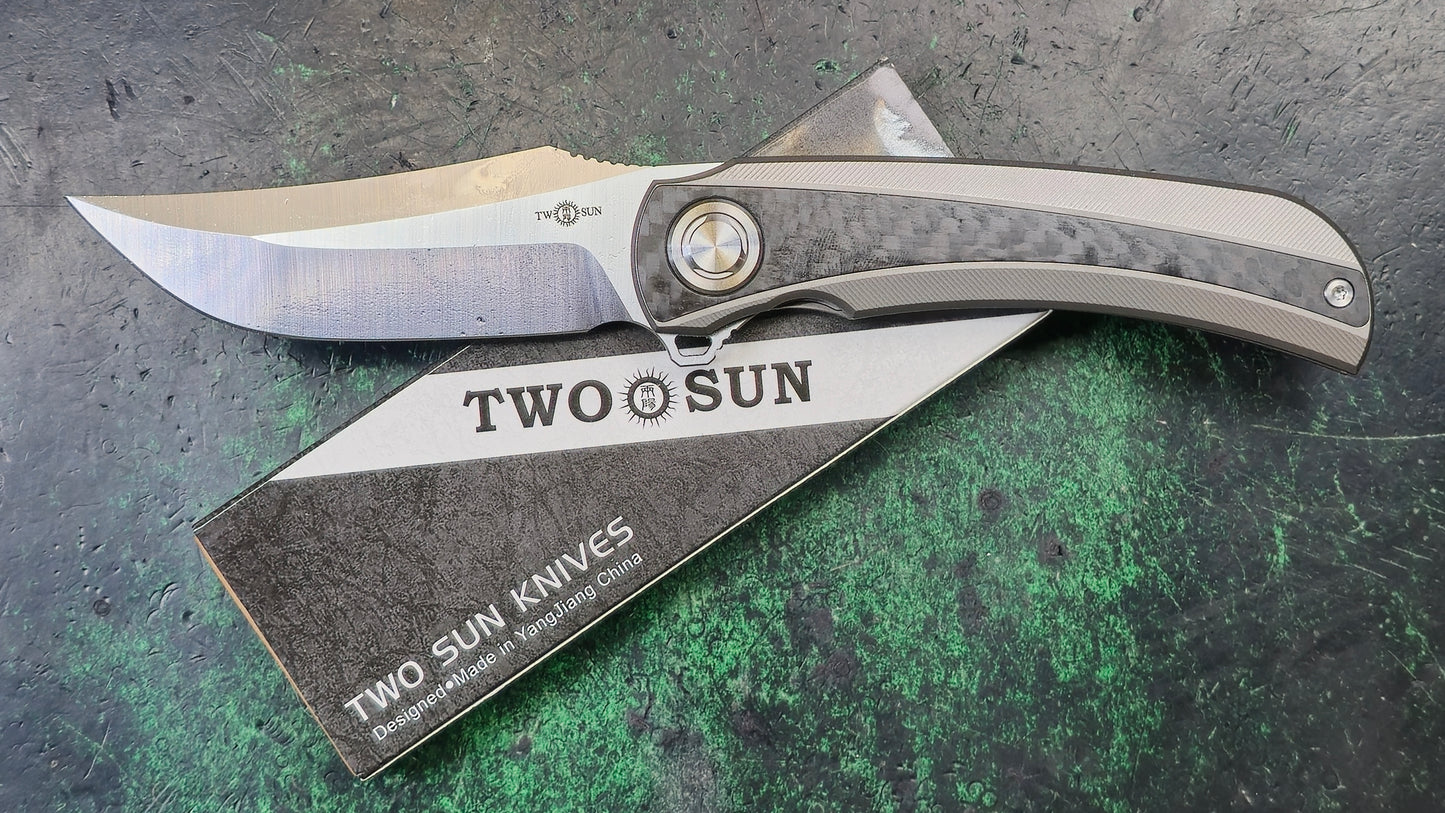 TWOSUN TS191 Titanium/Carbon Fiber Handle M390 (NEW)