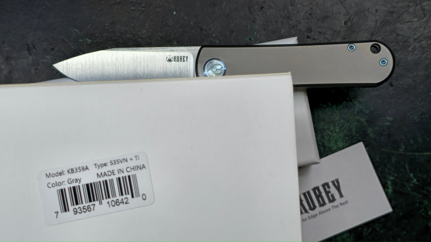 KUBEY NEO Grey Titanium Handle S35VN (NEW / USED)