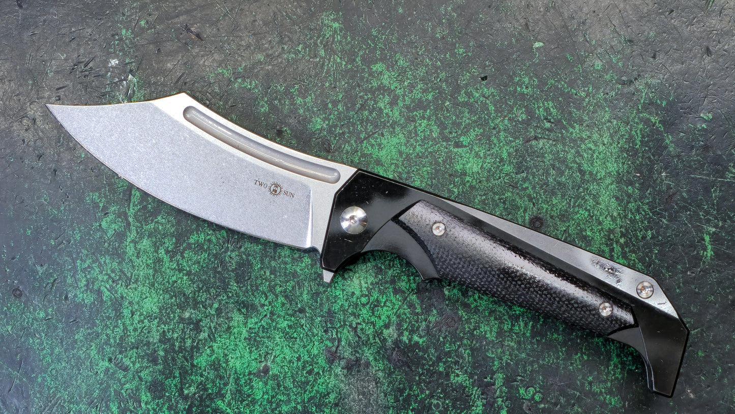 TWOSUN TS442 Black Micarta Titanium Handle N690 (NEW)