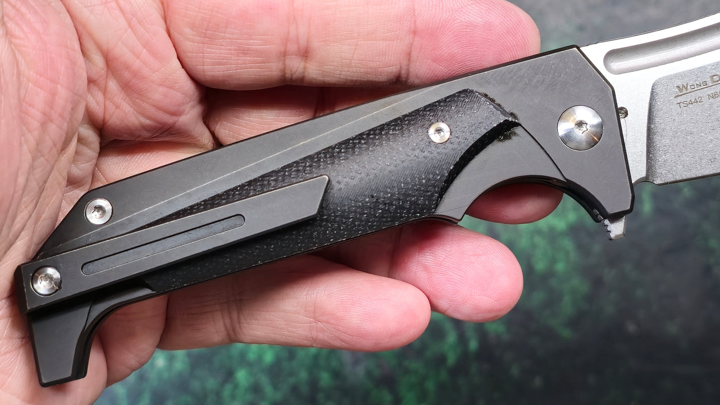 TWOSUN TS442 Black Micarta Titanium Handle N690 (NEW)