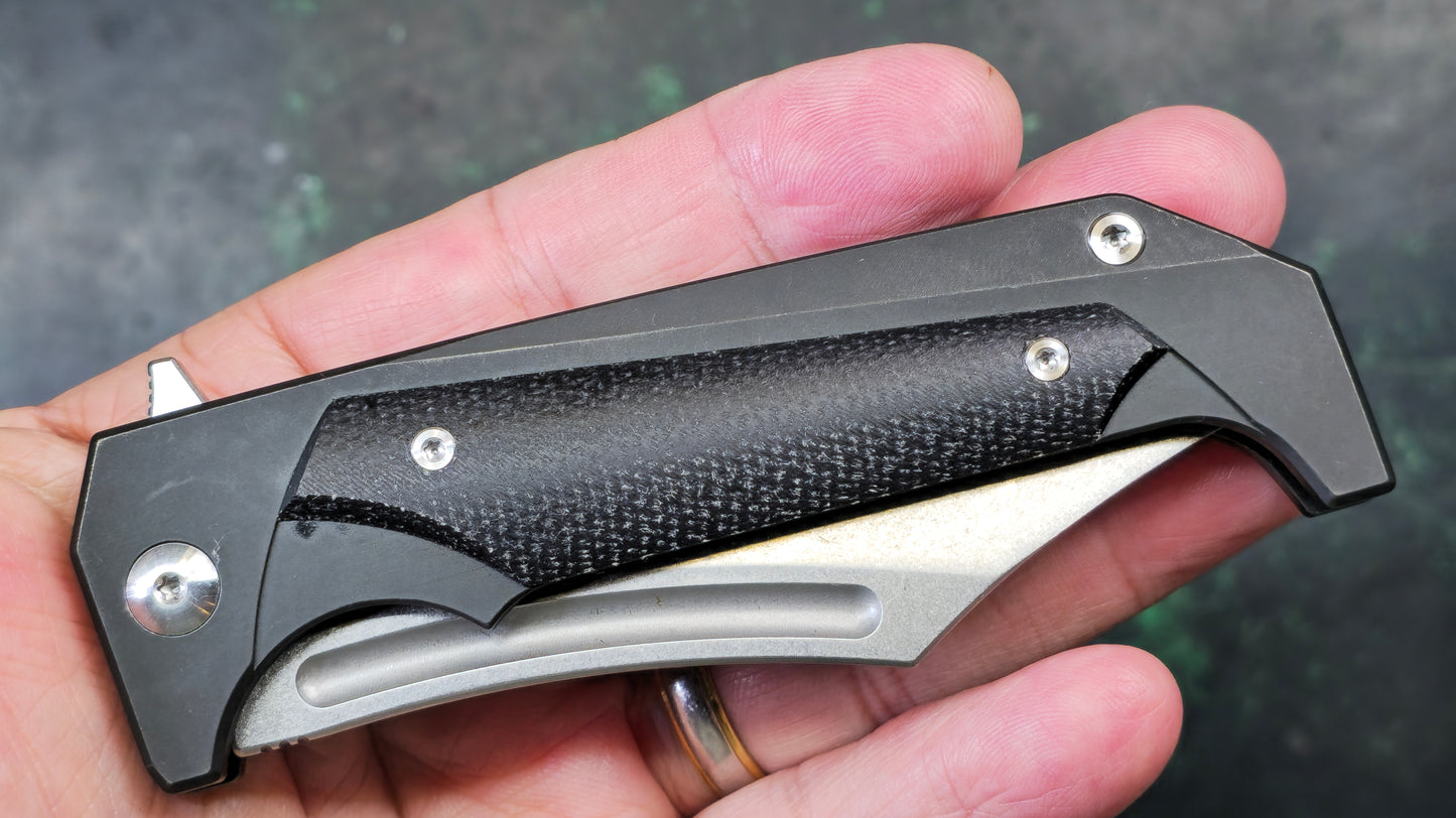 TWOSUN TS442 Black Micarta Titanium Handle N690 (NEW)