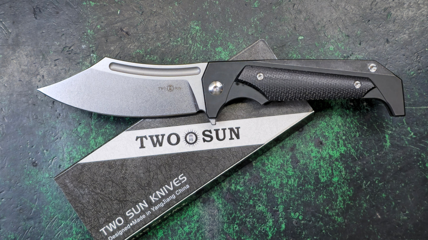 TWOSUN TS442 Black Micarta Titanium Handle N690 (NEW)