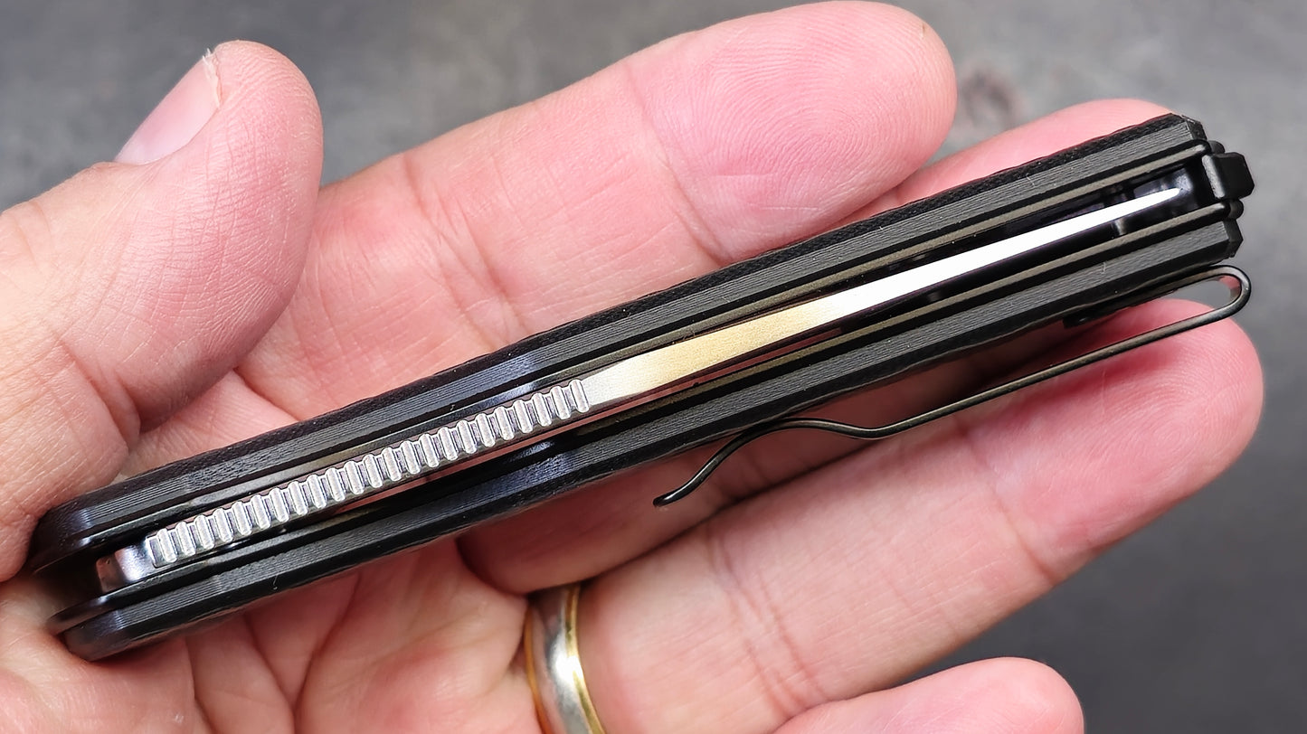 Kizer Assassin Pocket Knife, 3.04" 154CM Steel Blade, Black Carbon Fiber and G10 (NEW)
