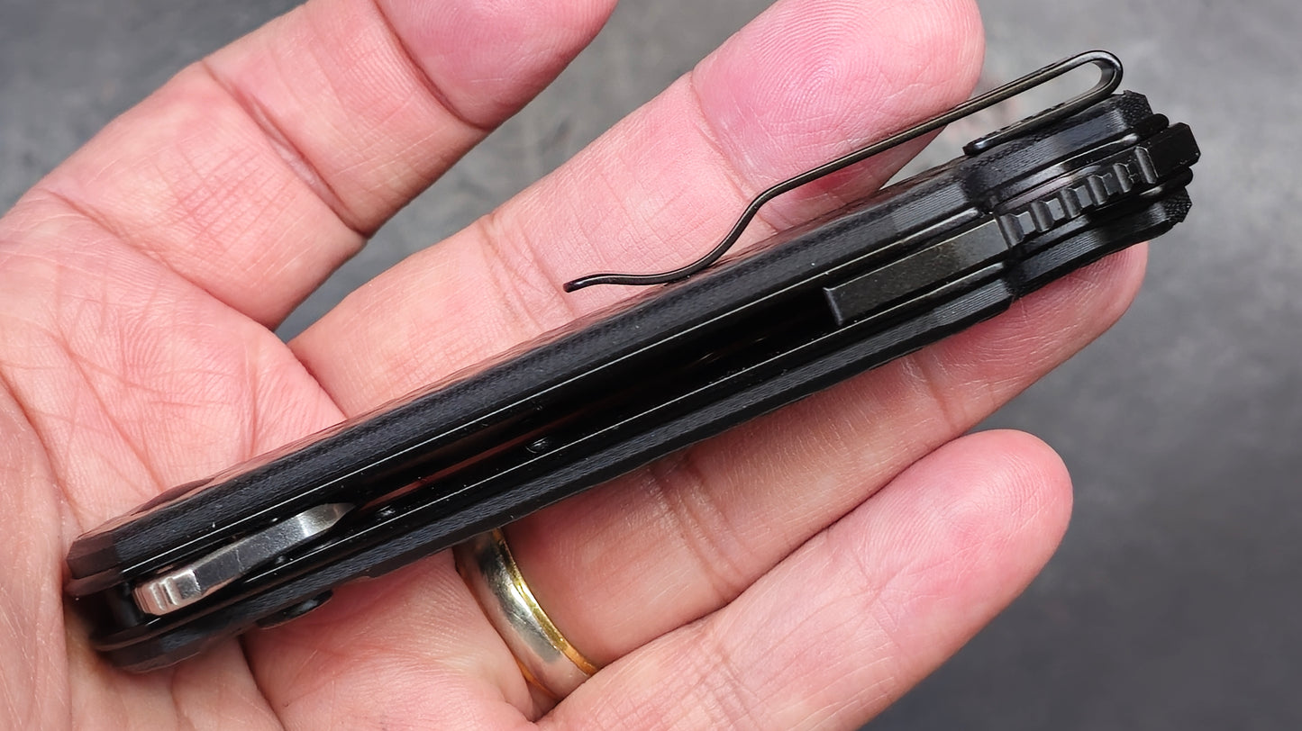 Kizer Assassin Pocket Knife, 3.04" 154CM Steel Blade, Black Carbon Fiber and G10 (NEW)