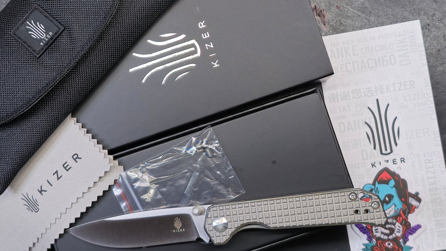 KIZER BEGLIETER MINI Frag Titanium Handle with M390 (NEW)