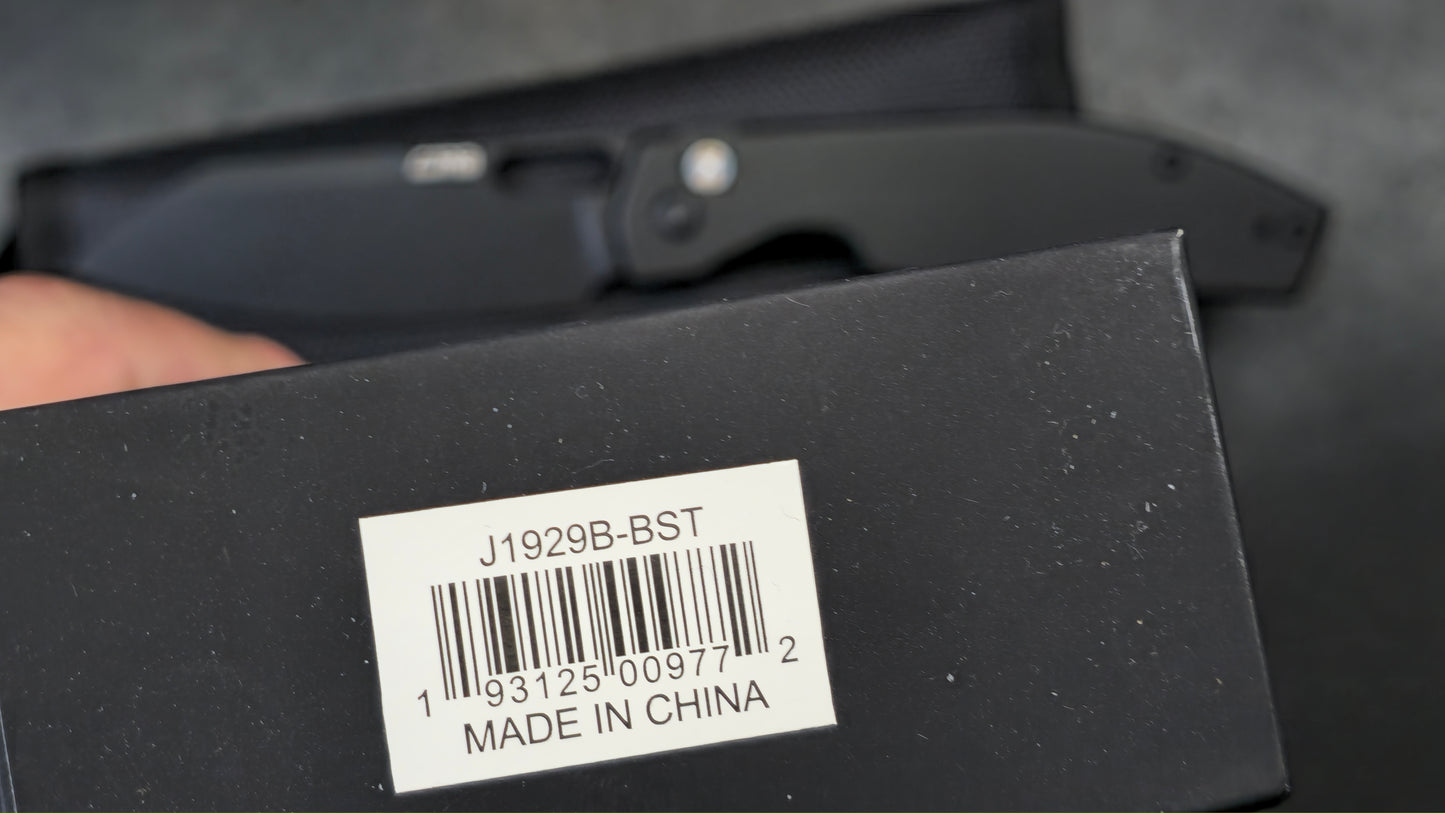 CJRB Ekko Button Lock Folding Knife Black Steel Handle AR-RPM9 (NEW)