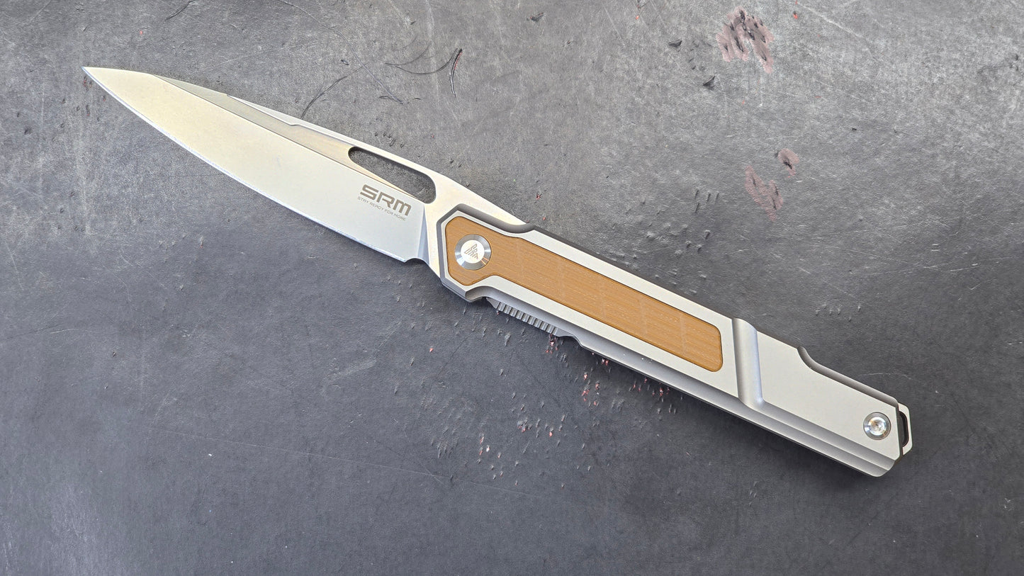 SRM Fantasy Folding Knife Brown Titanium/G10 Handle N690 (NEW)