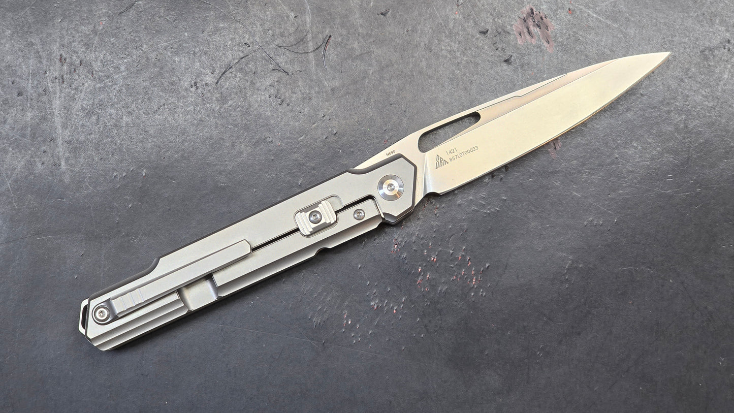 SRM Fantasy Folding Knife Brown Titanium/G10 Handle N690 (NEW)