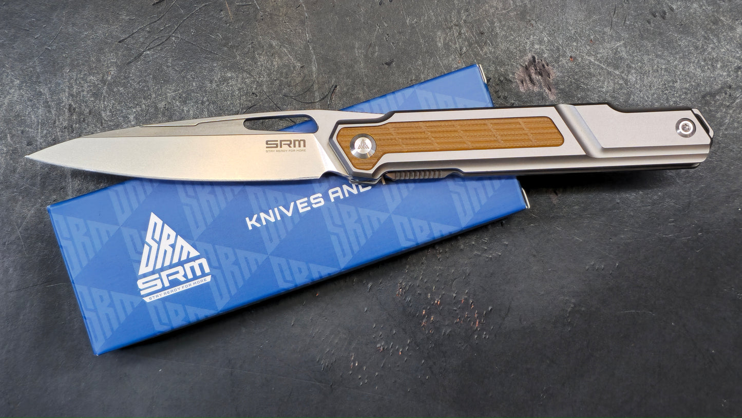 SRM Fantasy Folding Knife Brown Titanium/G10 Handle N690 (NEW)