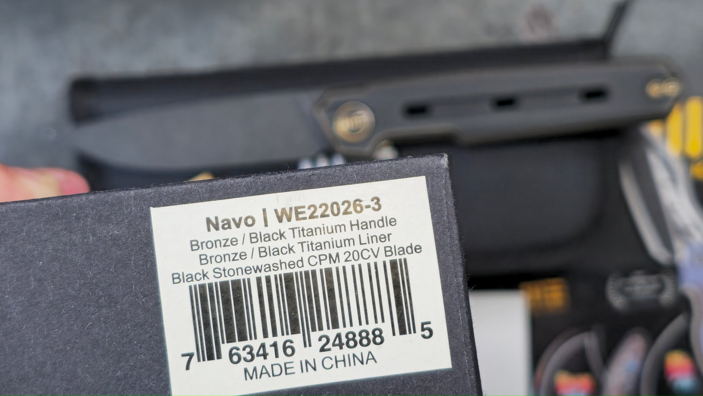 WEKNIFE Navo Folding Knife Bronze/Black Titanium Handle 20CV (NEW)