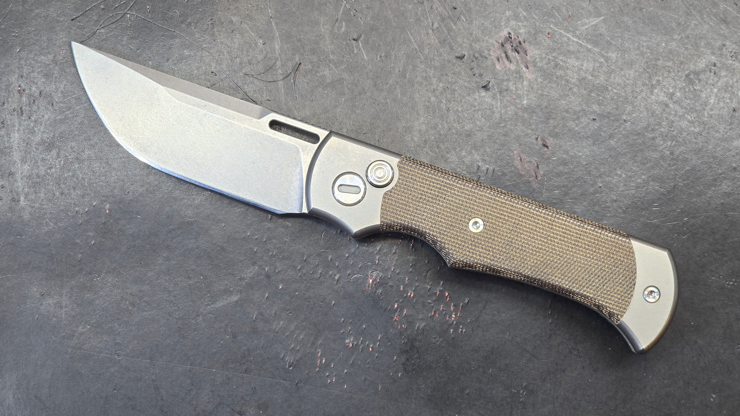 TWOSUN TS146 Button Lock Titanium Micarta D2 (NEW - OPEN BOX)
