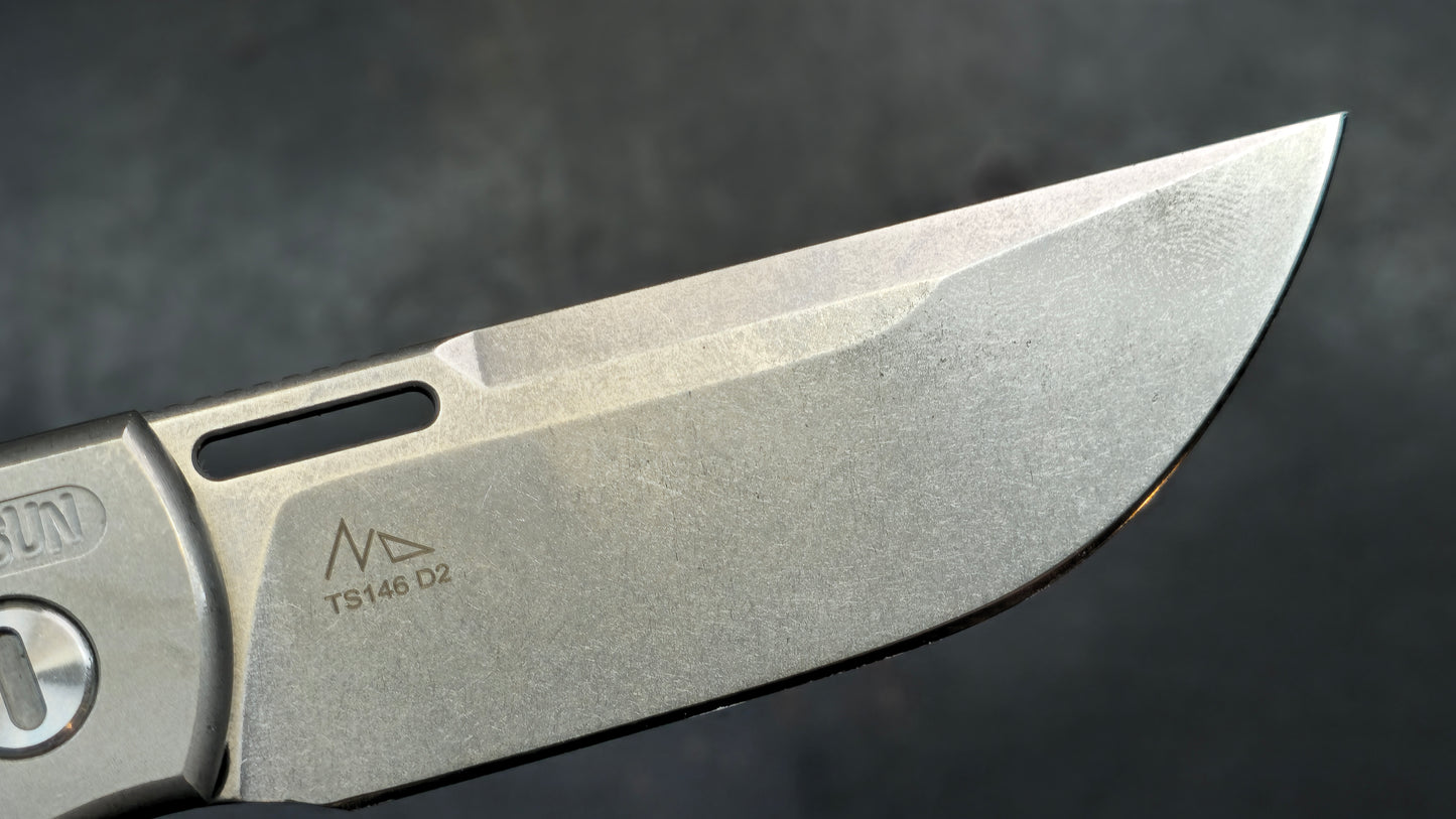 TWOSUN TS146 Button Lock Titanium Micarta D2 (NEW - OPEN BOX)