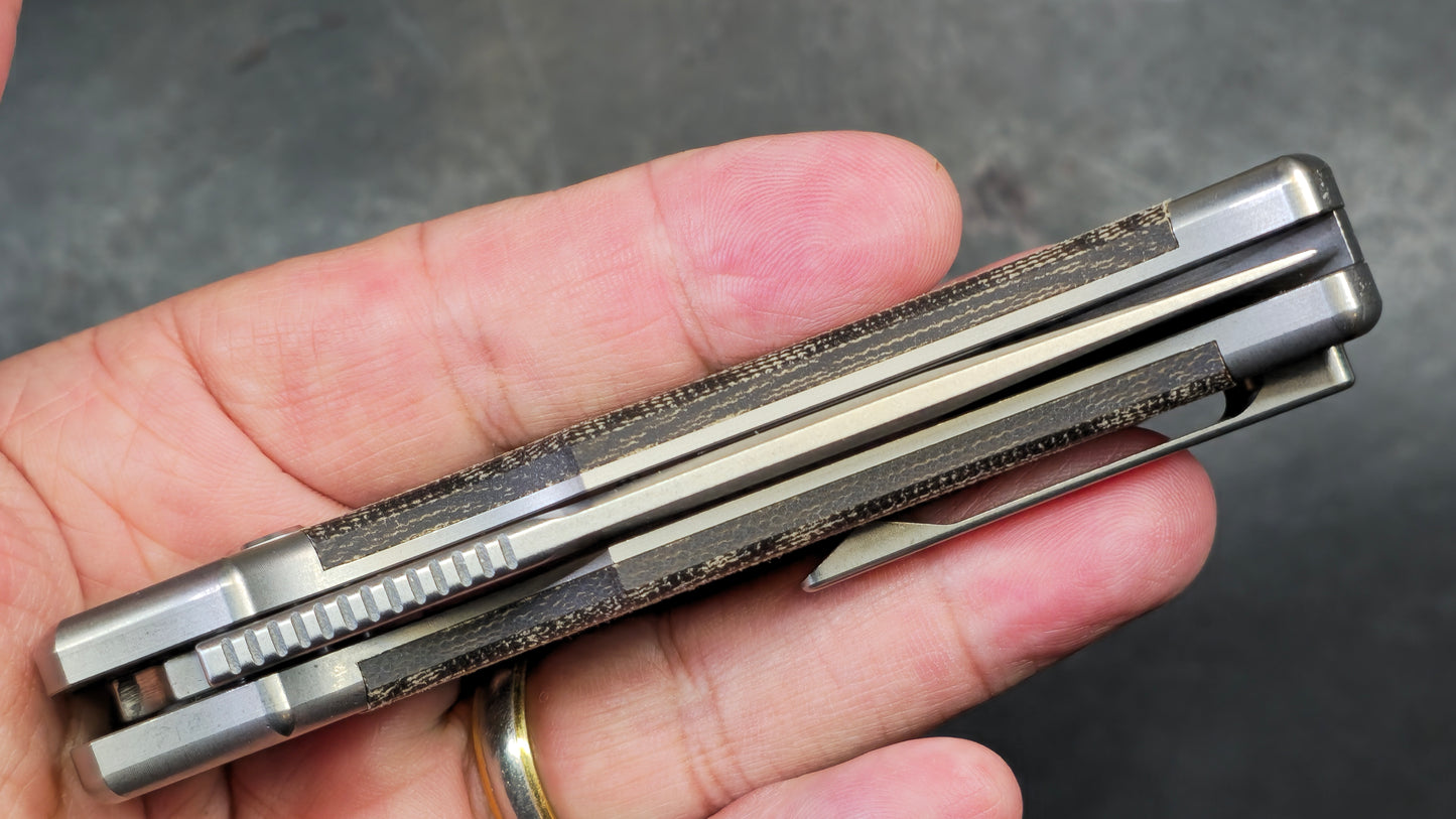 TWOSUN TS146 Button Lock Titanium Micarta D2 (NEW - OPEN BOX)