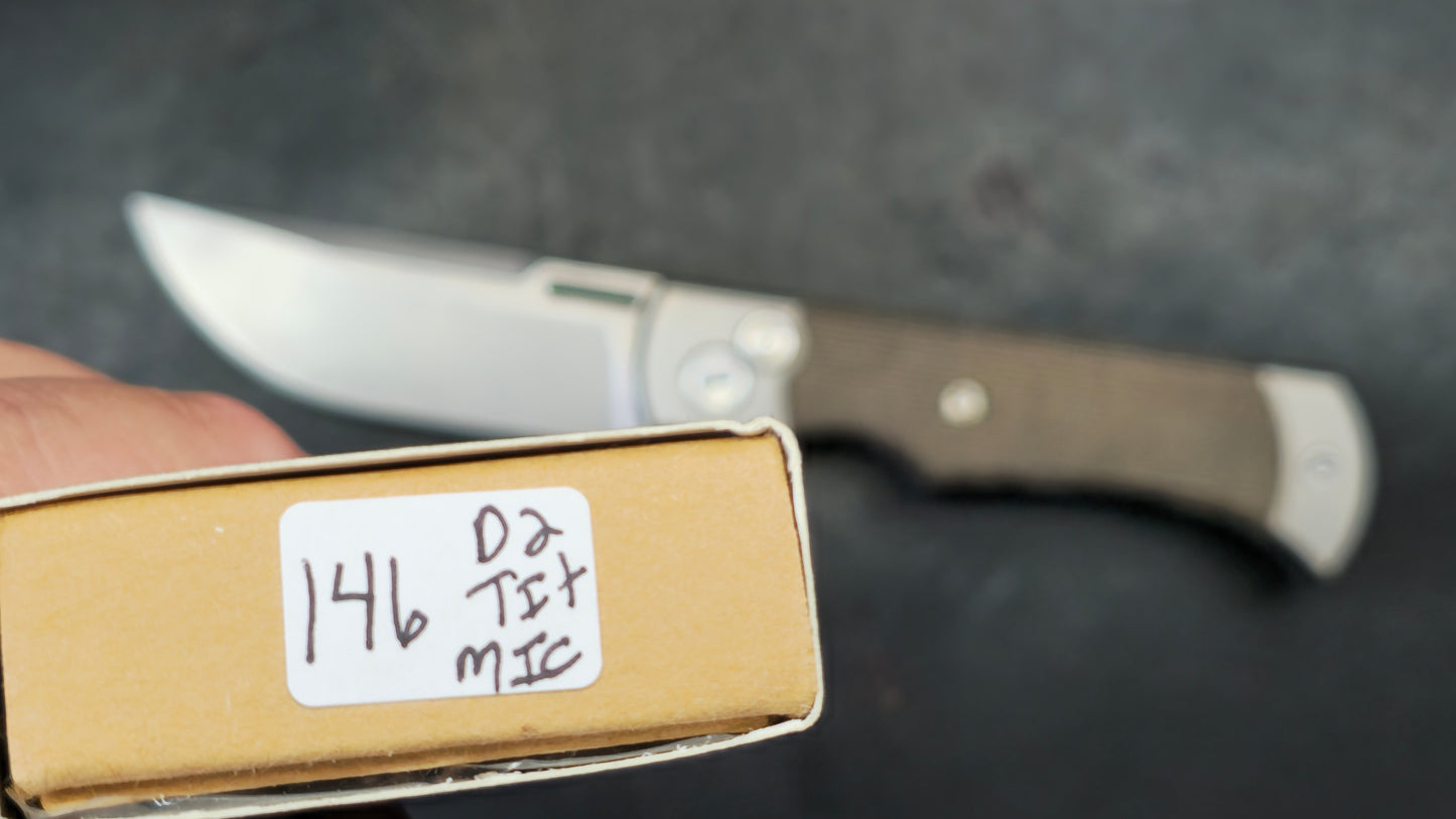 TWOSUN TS146 Button Lock Titanium Micarta D2 (NEW - OPEN BOX)