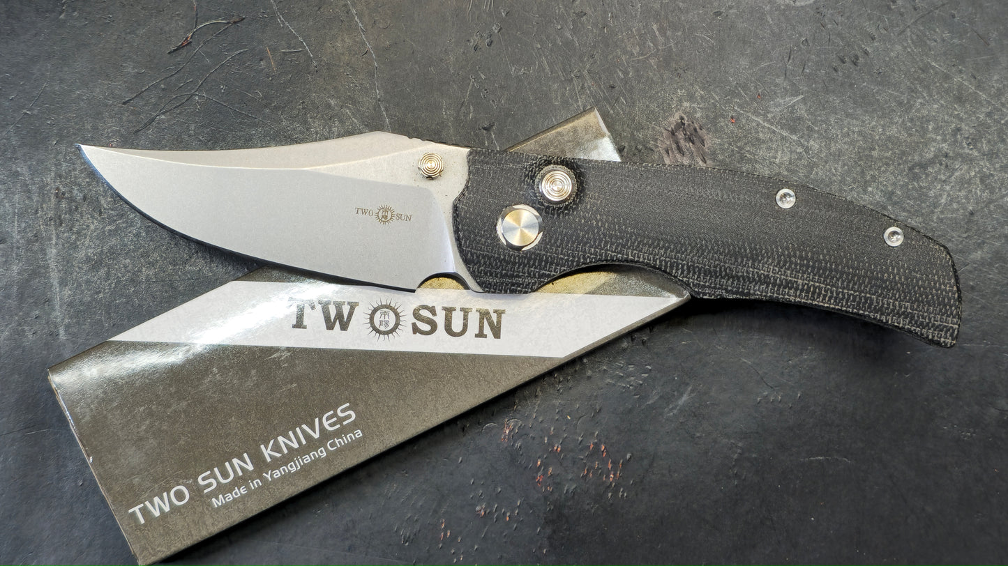 TWOSUN TS398 Button Lock Micarta D2 (NEW - OPEN BOX)