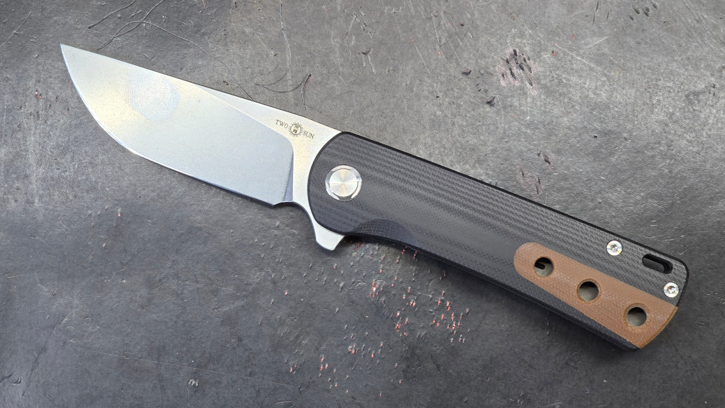 TWOSUN TS516 Black/Brown G10 Handle 14C28N