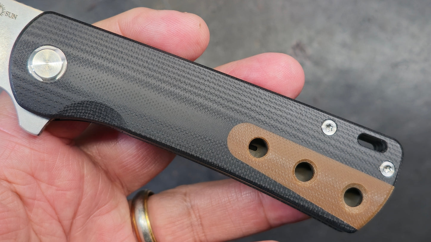 TWOSUN TS516 Black/Brown G10 Handle 14C28N