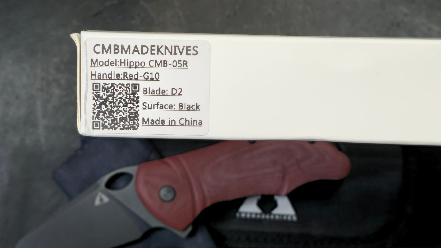 CMB MADE KNIVES Hippo Red G10 Handle D2 (NEW)